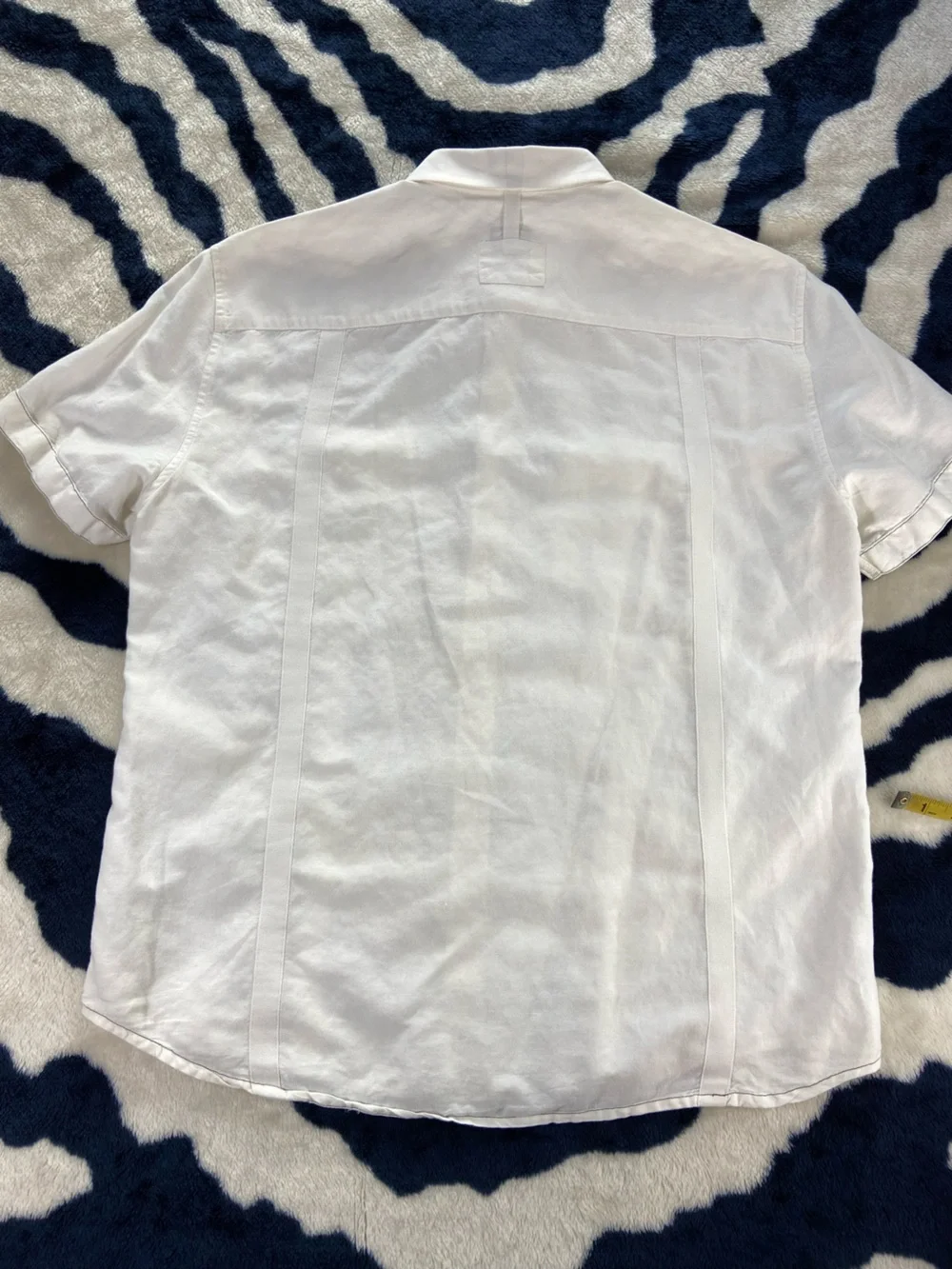 A/X Armani Exchange White Short-Sleeve Button-Down Shirt Linen Blend Large L